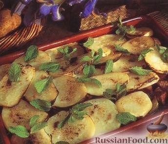 Рецепт Картофель, запеченный с бараниной в духовке