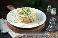 Фото к рецепту: Салат из печени трески с рисом и огурцами