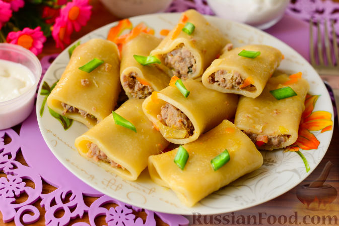 Фаршированные макароны на сковороде - пошаговый рецепт с фото на уральские-газоны.рф