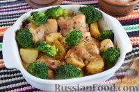 Фото к рецепту: Курица с овощами, в медово-горчичном соусе