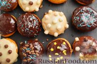 Фото к рецепту: Пончики берлинеры с заварным кремом и шоколадной помадкой