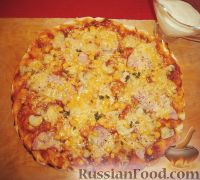 Фото к рецепту: Пицца с ветчиной и грибами