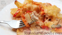 Фото к рецепту: Картошка с курицей и овощами в пикантном соусе
