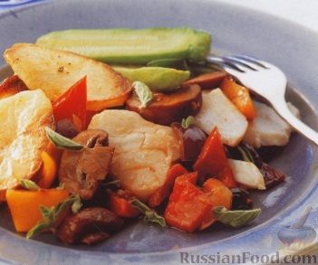 Рецепт Рыба, запеченная с овощами и грибами