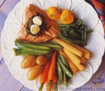 Рецепт Весенние овощи с лососем