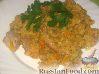 Фото к рецепту: Жареный рис с мясом
