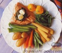 Фото к рецепту: Весенние овощи с лососем