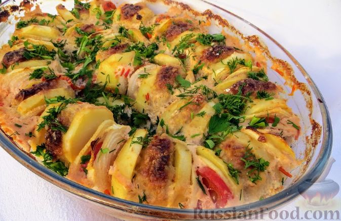 Вкусно, как у бабушки: картошка с фаршем и помидорами, запечённая в духовке от Кристины Скрипко
