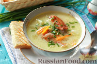 Фото к рецепту: Сырный суп с копченой курицей