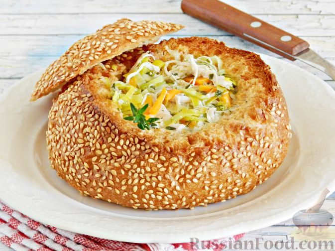 Чесночный суп в хлебе - пошаговый рецепт с фото на ЯБпоела