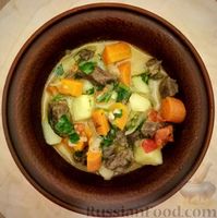 Фото к рецепту: Рагу из говядины с овощами и сметаной
