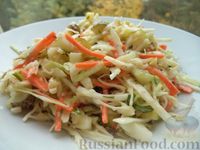 Фото к рецепту: Салат из капусты с морковью и солеными огурцами