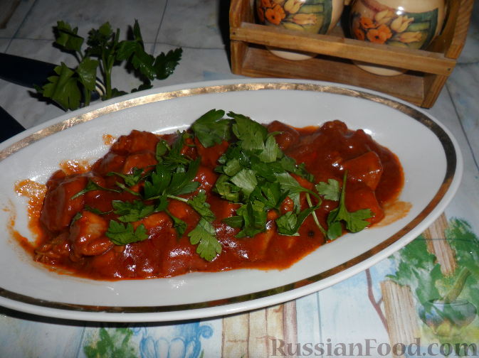 Рецепт Гуляш из свинины с томатной подливкой