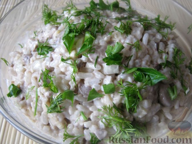 Рецепт Салат с рисом и печенью "Дуэт"