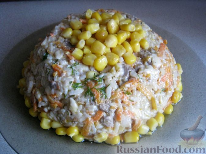 Салат с рисом и кукурузой, вкусных рецептов с фото Алимеро