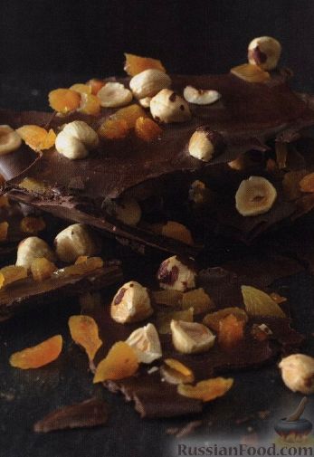 Рецепт Черный шоколад с орехами и курагой