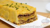 Фото к рецепту: Картофельная запеканка с фаршем и сыром