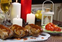 Фото к рецепту: Цыплята корнишоны (или перепёлки) в соусе, с гарниром