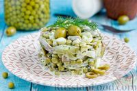 Фото приготовления рецепта: Салат с языком, солёными огурцами и оливками - шаг №12