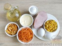 Фото приготовления рецепта: Салат с яичными блинчиками, кукурузой и ветчиной - шаг №1