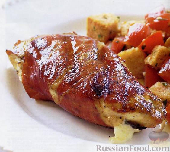 Рецепт Курица с ветчиной, сыром и базиликом
