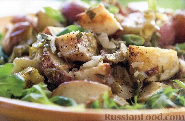 Рецепт Салат из печеного картофеля и лука-порея