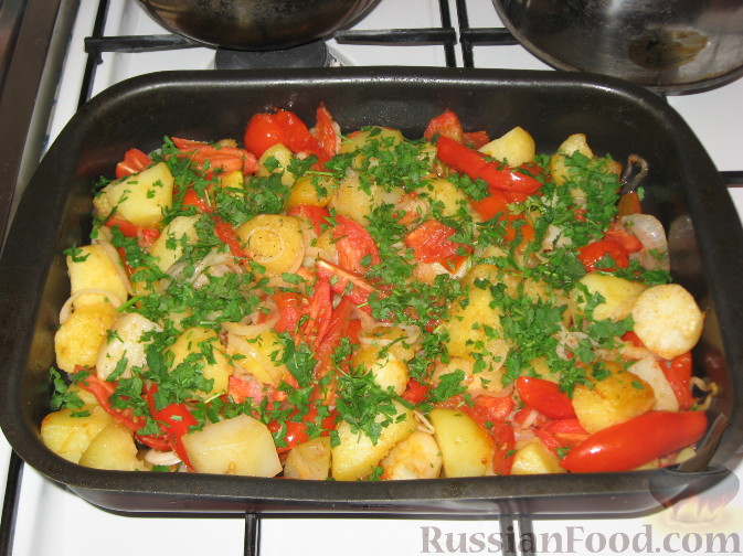 Рецепт Запеченый картофель с томатами