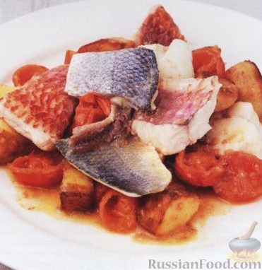 Рецепт Рыба с помидорами, луком и картошкой