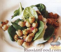 Фото к рецепту: Салат из нута со шпинатом и йогуртом