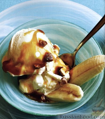 Рецепт Десерт из мороженого, банана и миндаля