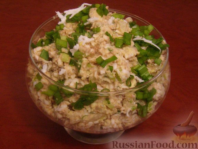 Рецепт Салат из печени трески (минтая) с яйцами