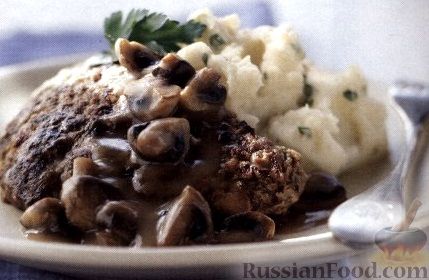 Рецепт Говяжьи стейки с картофельным пюре и грибным соусом