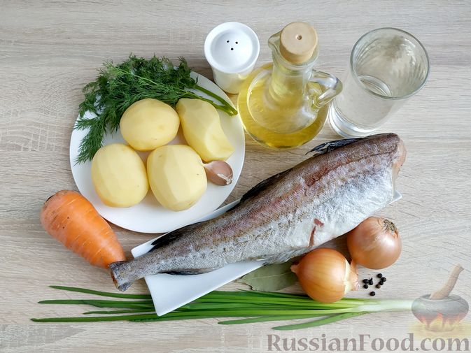 Рецепт: Рыбный суп из минтая - низкокалорийный