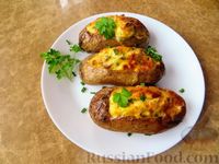Фото к рецепту: Фаршированная картошка в духовке
