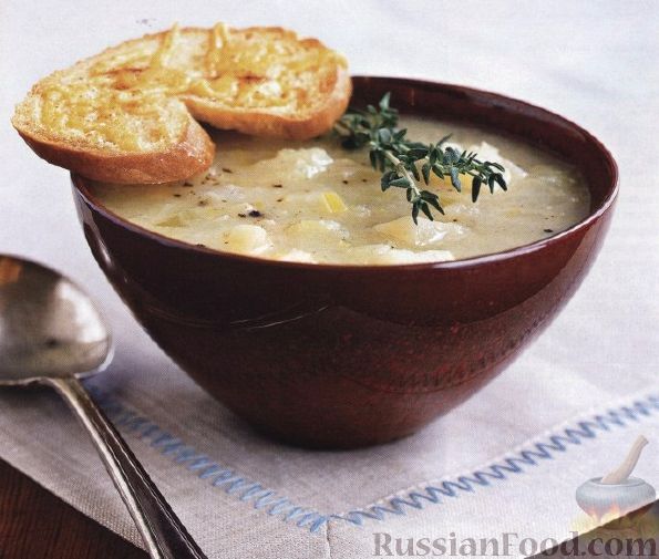 Рецепт Легкий картофельный суп с сырными тостами