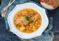 Фото к рецепту: Куриный суп с кукурузой и рисом