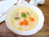 Фото к рецепту: Суп из кролика, с фасолью, грибами и сливками