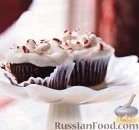 Фото к рецепту: Шоколадные кексы с сырной глазурью