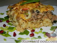 Фото приготовления рецепта: Запеканка с фаршем и макаронами под соусом "Бешамель" - шаг №21