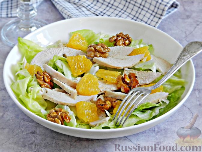 Салат из куриного филе с апельсинами – кулинарный рецепт
