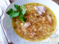 Фото приготовления рецепта: Гороховый суп с рёбрышками, копчёной грудинкой и сельдереем - шаг №15