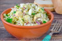 Фото к рецепту: Картофельный салат с редькой, огурцами и яйцами