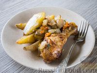 Фото к рецепту: Курица с картошкой, по-деревенски