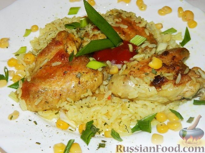Рецепт Куриные крылышки с рисом, запеченные в духовке