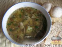 Фото к рецепту: Простой  грибной суп из шампиньонов