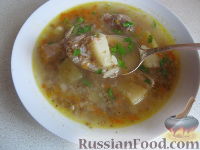 Фото к рецепту: Суп русский (мясной с гречкой)