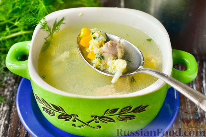 Суп с курицей овощами и грибами
