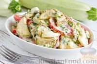 Фото приготовления рецепта: Салат с жареными кабачками, помидорами и яйцами - шаг №14