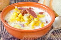 Фото приготовления рецепта: Сливочный суп с кукурузой, колбасой и картофелем - шаг №11