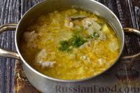 Фото приготовления рецепта: Куриный суп с рисом и капустой - шаг №15